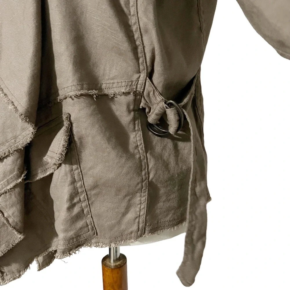 Free‎ People Raw Hem Femme Linen Waterfall Jacket